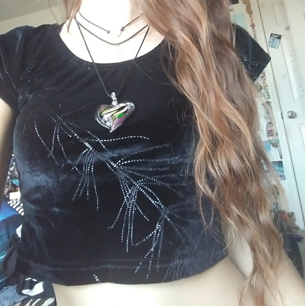 Y2K Velvet Crop Top - Picture 1 of 7